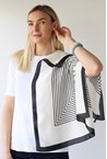 MONO SQUARE SCARF - white blk